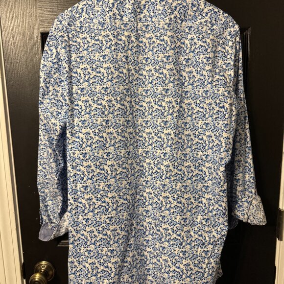 Mens Taylor Byrd Collection Long Sleeve Button Down Blue Floral - Picture 3 of 4